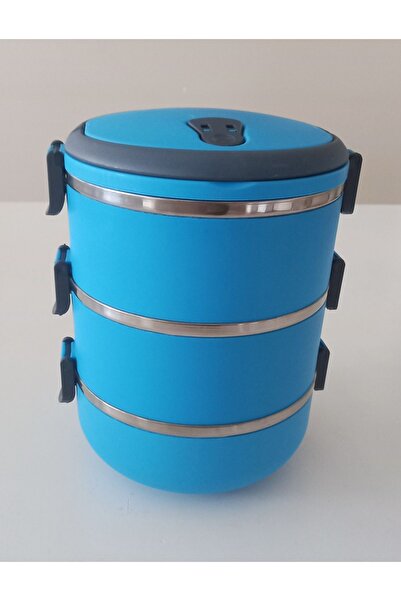 FreshBox Bermira Home 3 Katlı Sızdırmaz Yemek Termosu Sefer Tası - Mavi