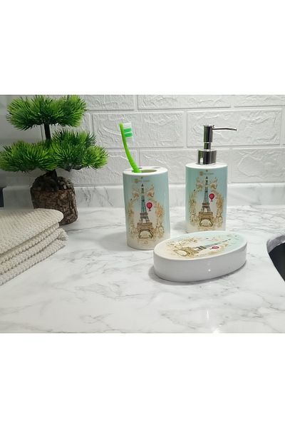 Bosphorus Ceramic 3-Piece Bathroom Set Romantic Green Model