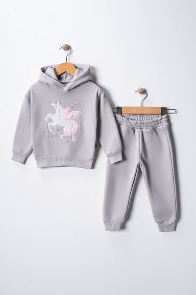 c.c.l. coccolin kids baby clup Unicorn Plush and Hologram Detailed Girl's Tracksuit Top and Bottom Set