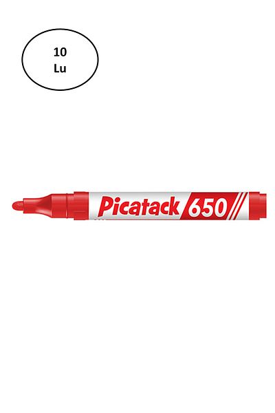 Easy Tedarik Picatack 650 Permanent Marker 1.5-3mm Slot. End Red 10 Pieces