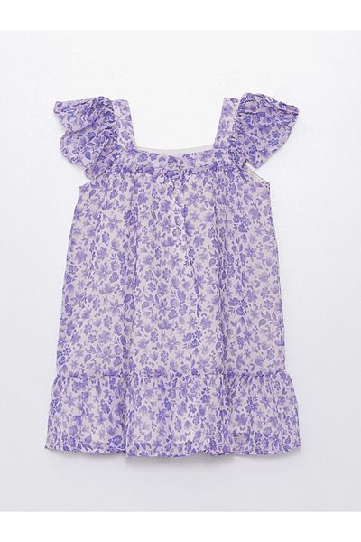 LC Waikiki Square Collar Sleeveless Floral Patterned Baby Girl Dress