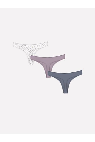LC Waikiki LCW DREAM - Chiloți cu model tanga cu imprimeu violet deschis, pachet de 3