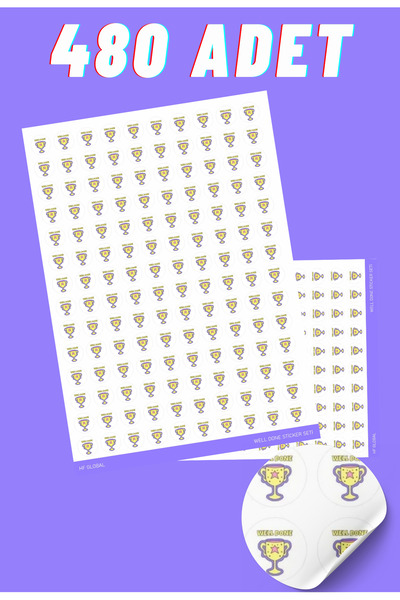 Sticksy 450 Adet Well Done Sticker Seti , Öğretmen Tebrik Sticker , İngilizce...
