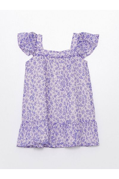 LC Waikiki Square Collar Sleeveless Floral Patterned Baby Girl Dress