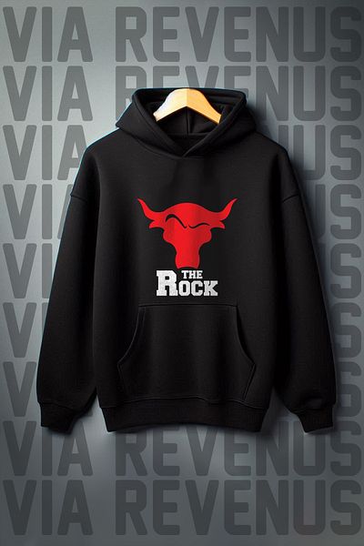 Vordevia Hanorac cu glugă, cu buzunar cangur, cu 3 fire, cu imprimeu The Rock