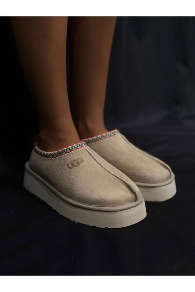 TOLİA Botine Tazz de piele întoarsă bej cu pantofi de damă cu talpa plata cu ...