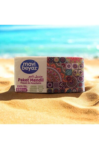 Mavi beyaz Pack Wipes 550 Sheets X 2 Packs = 1100 Sheets 100% Cellulose