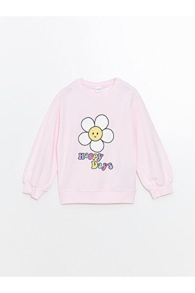 LC Waikiki Pink Crew Neck Printed Girl's Pajamas Set