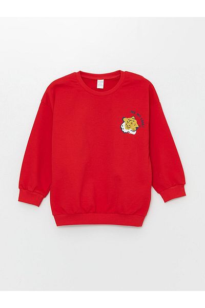 LC Waikiki Lcw Kids Red Crew Neck Printed Baby Boy Sweatshirt