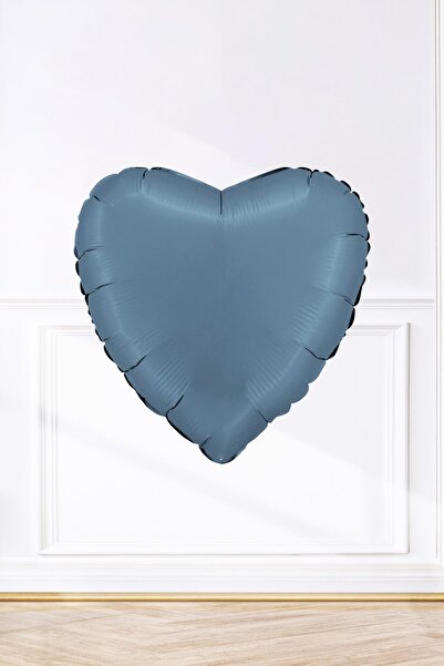 PEKSHOP Satin Jeans Blue Heart Foil Balloon 18Inch 45cm Satin Jeans Blue Colo...