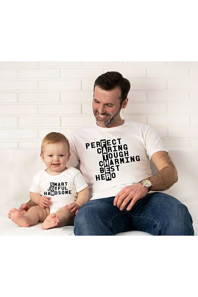 Tshirthane Μπλουζάκι Baba Oğul Perfect Father Smart Son Bodysuit (Τιμή ενός ενιαίου προϊόντος 2 τεμάχια στο καλάθι για συνδυασμό
