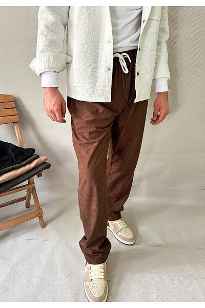 MİRMARONİ Men's Elastic Waist Baggy Fit Slim Corduroy Pants