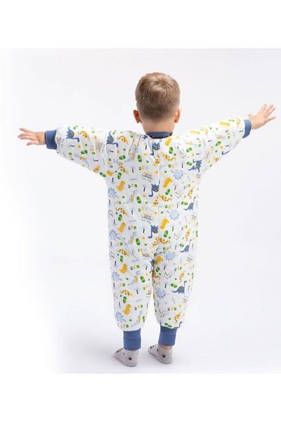 Mai Perla Winter Long Sleeve Double Layer Organic Flannel Baby Dinosaur Pattern 100% Cotton Kids Baby Sleeping Bag 2.5 Tog