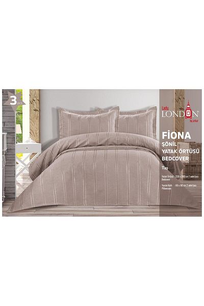 Menta store Fiona Chenille Bedspread Set Double 3 Pieces