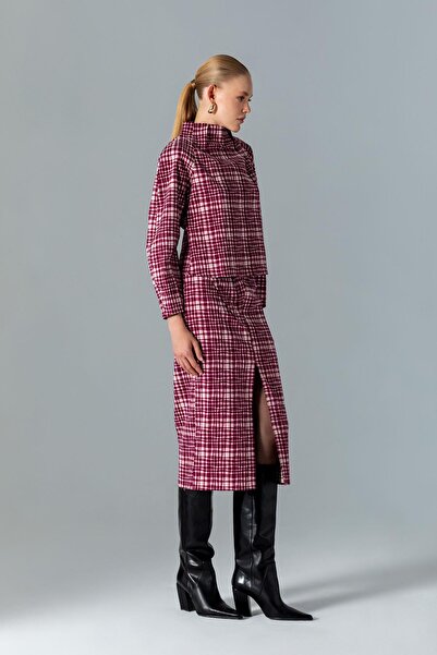 KAMEYA PÖTİKARE DESEN YIRTMAÇLI ETEK 25W30612