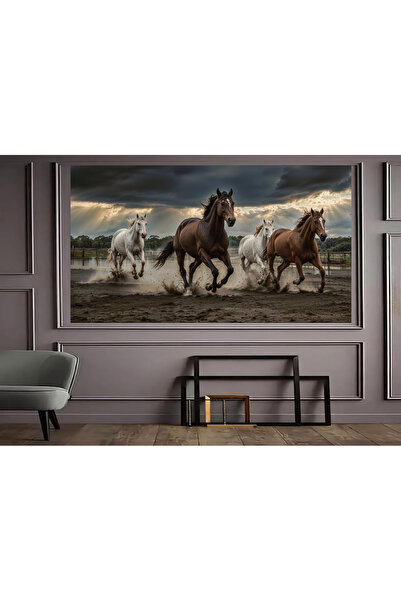 Vividale Bozkurt At Toprakta Ultra HD Kanvas Duvar Tablo