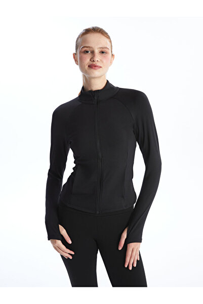 LC Waikiki Women's Stand Collar Plain Zipper Sweatshirt