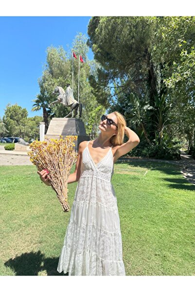 İthal ASKILI TÜL KENDİNDEN DESENLİ ELBİSE