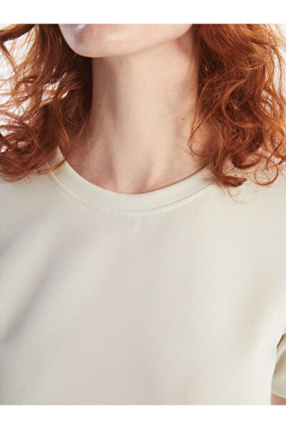 LC Waikiki Beige Stand Collar Women's T-Shirt