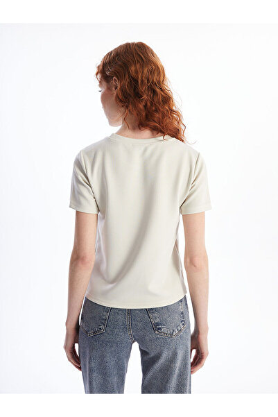 LC Waikiki Beige Stand Collar Women's T-Shirt