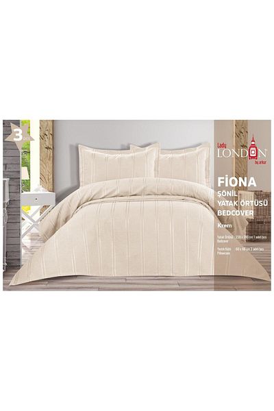 Menta store Fiona Chenille Bedspread Set Double 3 Pieces