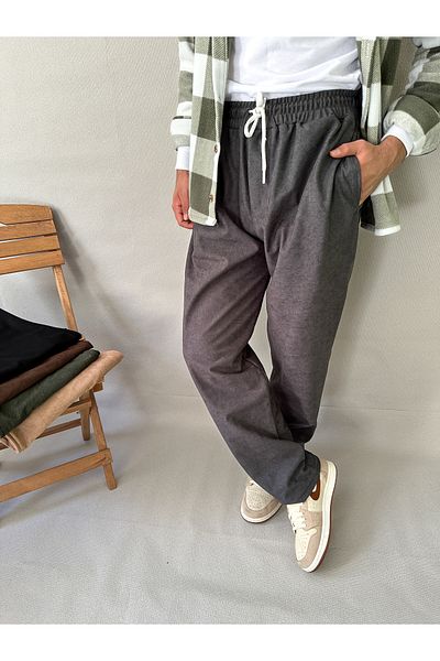 MİRMARONİ Men's Elastic Waist Baggy Fit Slim Corduroy Pants