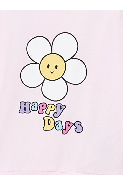 LC Waikiki Pink Crew Neck Printed Girl's Pajamas Set