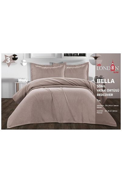Menta store Bella Chenille Bedspread Set Double 3 Pieces