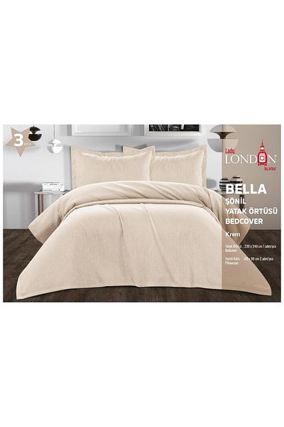 Menta store Bella Chenille Bedspread Set Double 3 Pieces