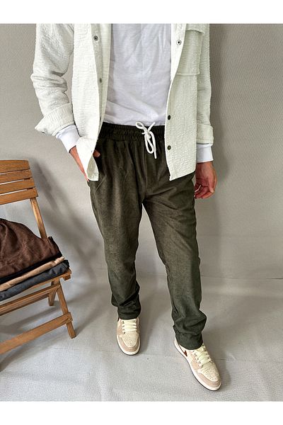 MİRMARONİ Men's Elastic Waist Baggy Fit Slim Corduroy Pants