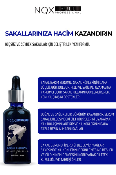 NQX PULL Sakal Serumu|seyrek Ve Boş Bölgelerde Yeni Sakal Oluşumuna Yardımcı Sakal Güclendirici
