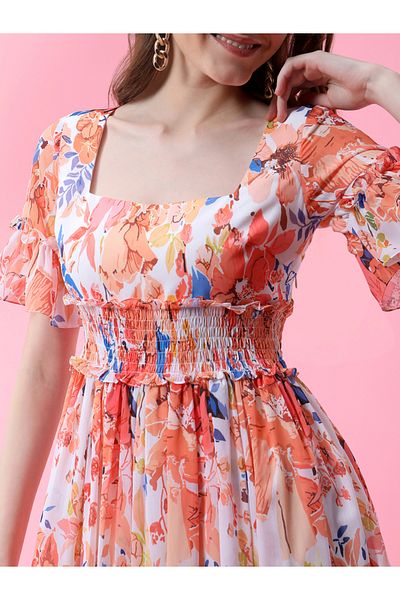 Mish By Styli Floral Maxi Dress with Smocked Waistband