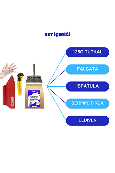 yavulu 125gr 5'li Duvar Kağıdı Uygulama Seti / Duvar Kağıdı Yapıştırıcısı Tutkalı 125g (Topaklanma Yapmaz)