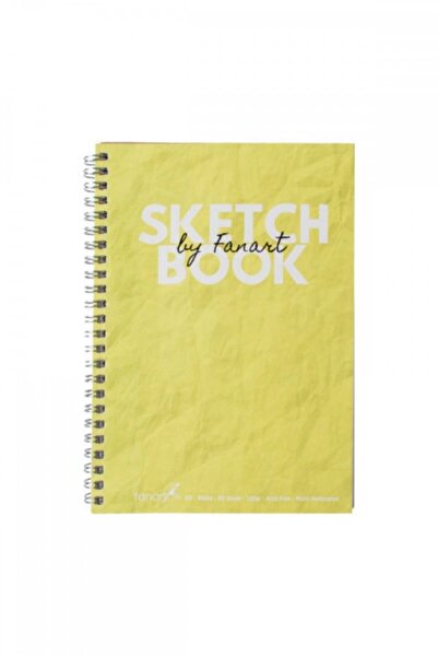 Fanart Sketch Book (ESKİZ DEFTERİ) A5 Spiralli 120 gr Beyaz Kağıt- Sarı