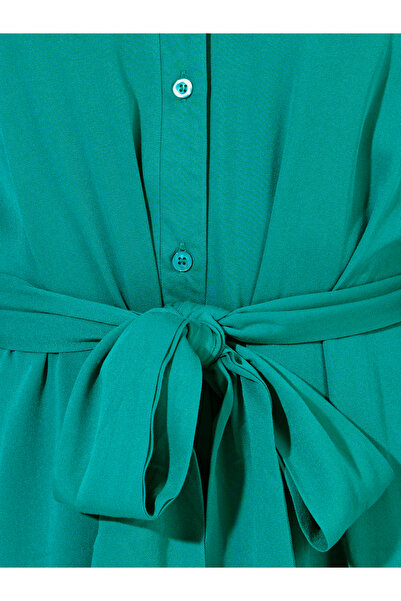 Styli Button Detail Shirt Midi Dress with Tie Belt