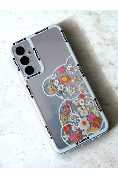 Merwish Samsung Galaxy S23 Fe Uyumlu Çiçekli Tedy Desenli 2.0 Mm Kamera Korum...