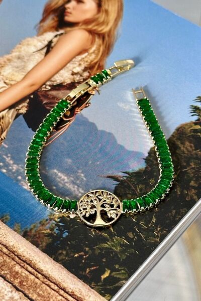 Trendy Butik سوار شجرة الحياة من حجر باجيت الأخضر الصلب