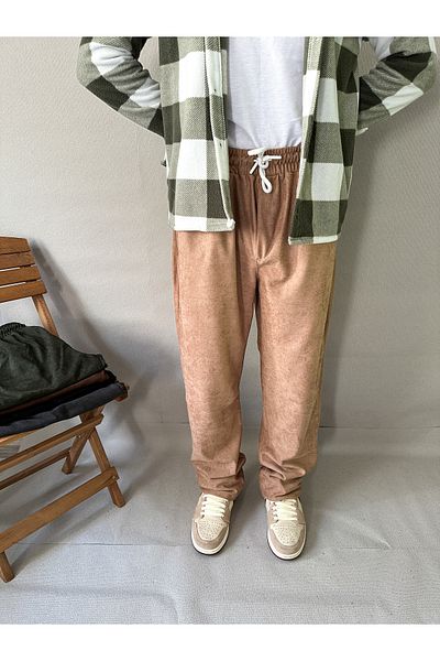 MİRMARONİ Men's Elastic Waist Baggy Fit Slim Corduroy Pants