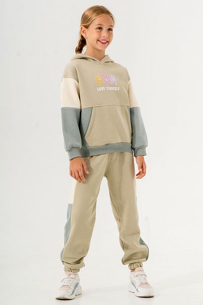 Smile Kids Girl's Green Kangaroo Pocket 5-9 Years Set - 3610-4