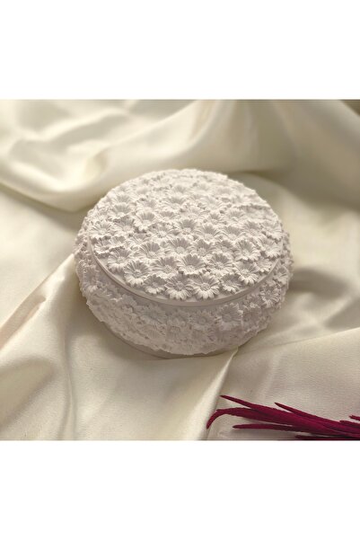 Hommark Sade Papatyalı takı toka kutusu,mum kutusu 15.5X5.5, dekoratif kapakl...