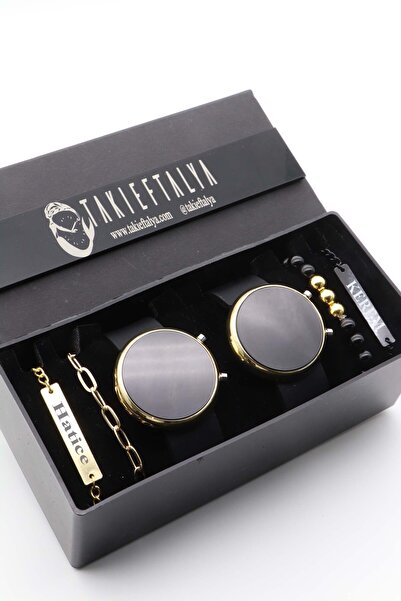 Northwatch Kişiye Özel Siyah Çift Saati, Çift Bileklik - Sevgili Kombini - Saat Seti