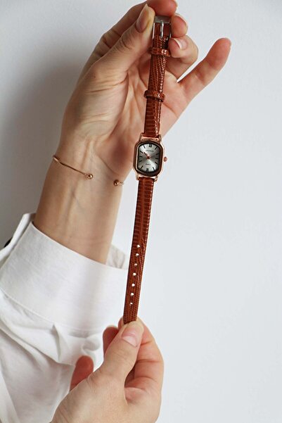 Northwatch Brown Women's Rectangular Leather Cord Rose Gold New Season Vintag...