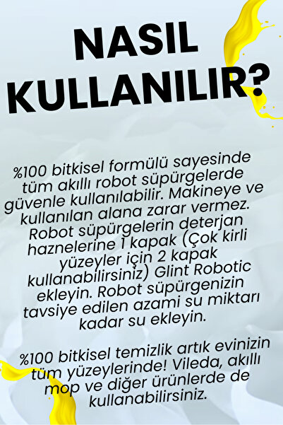 GLİNT Robotik 1 Litre %100 Bitkisel Akıllı Robot Süpürge Deterjanı Yerli Üretim Temizleyici