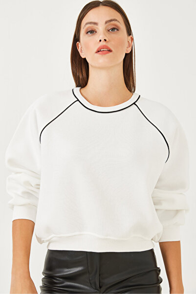 Bianco Lucci Kadın Biye Detaylı Üç İplik Şardonlu Sweatshirt 60251895