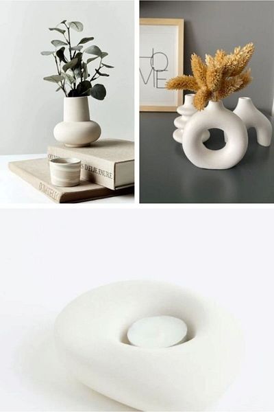 muffag 5 Pieces Scandinavian Bohemian Camber Vase - Minimal Tealight Candle Holder Decorative Set