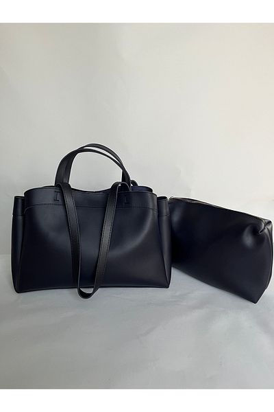 melecco Navy Blue Wide Large Puppy Bag Briefcase School Business Bag Arm and Shoulder Laptop Stylish Sport Pinterest Bag