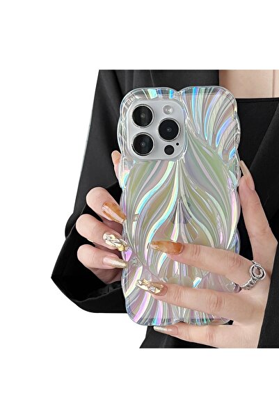 HYPERSOFT Iphone 15 Pro (6.1 inç) Uyumlu Hologramlı Yaprak Desenli Lux Kılıf ...