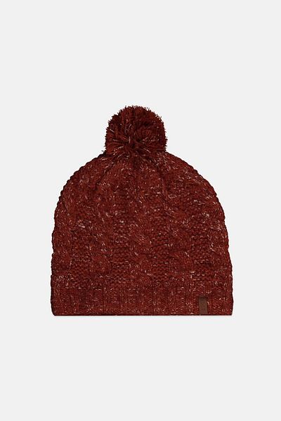 Tchibo Women Pompoms Knitted Beanie, Brown