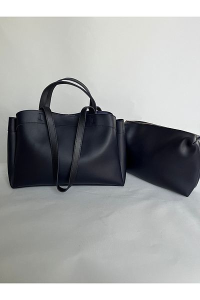 melecco Navy Blue Wide Large Puppy Bag Briefcase School Business Bag Arm and Shoulder Laptop Stylish Sport Pinterest Bag