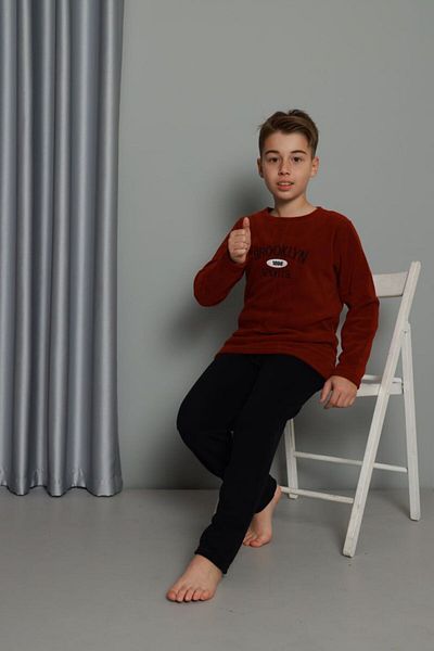 shopshop Set de pijamale din lână moale pentru copii, roșu Claret, iarnă